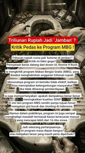 Triliunan Rupiah Jadi ‘Jamban’? Kritik Pedas ke Program MBG!