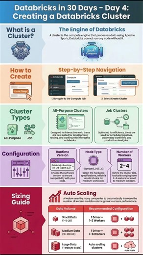 🚀 Databricks in 30 Days – Day 4 | Creating a Databricks Cluster #dataengineering #dataanlysis #data