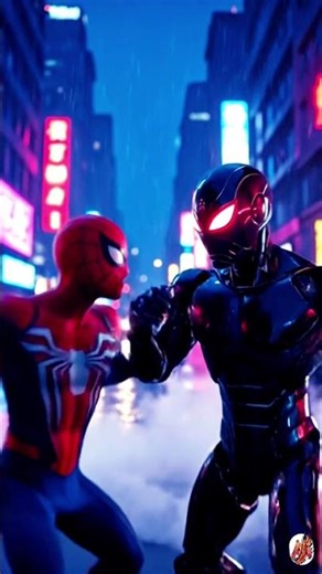 “SPIDER-MAN vs AI BLACK ROBOT😱 #spiderman #black #ai #robot #vs