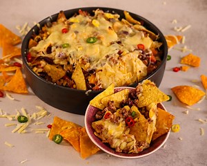 Überbackene Nachos mit Hackfleisch