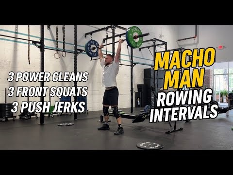 CrossFit Interval Workout: 3 x 5:00 Row + 'Macho Man' Barbell Challenge | Cleans | Squats | Jerks