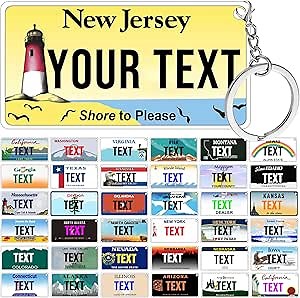 Slavna License Plate Keychain,Custom New Jersey State License Plate Key Chains - Select from All 50 States - Personalized Customizable Car Tag Key Chain,Metal Customized Car Tag Keychain