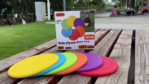Kids Flying Disc Toy Outdoor Playing Lawn Game Disk Flyer for Kindergarten Teaching Soft Silicone Colorful 6 Pack Bulk Set