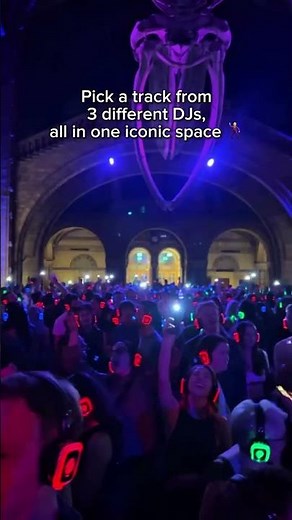 This is the Silent Disco at the natural_history_museum London where you can dance with the dinosaurs