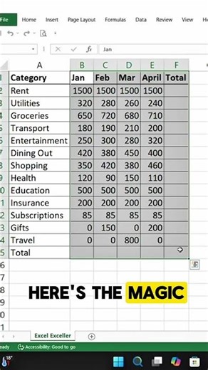 The Excel Shortcut Everyone Should Know (Alt + =) #shorts