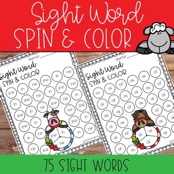 Farm Spin and Color Sight Word Activity for Early Literacy and Fine Motor Skill