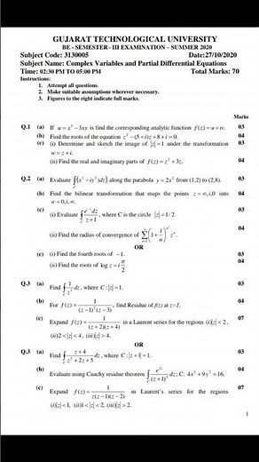 Sem-3 || GTU || CVPDE || PAPER || SUMMER-2020