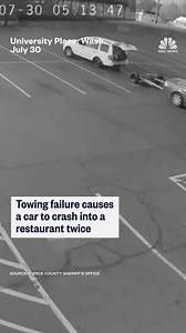 38K views · 159 reactions | Towing failure sends car crashing into restaurant twice in Washington state. | NBC News | Facebook
