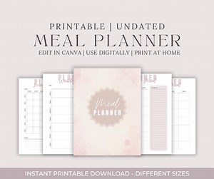 Printable Meal Planner Bundle: Weekly & Monthly, Grocery List (digital Download) - Etsy
