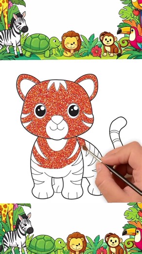 How to Draw a cute TIGER for Kids 🧡🖤 Tiger Drawing for Kids | Tiger Coloring Pages for Kids