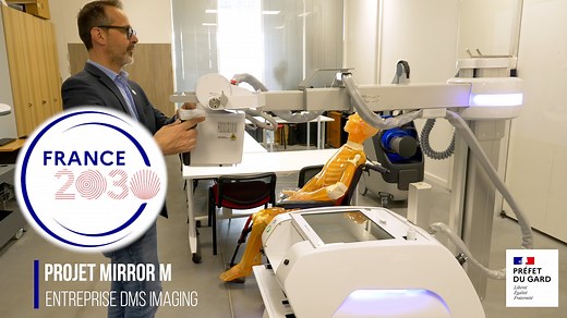 📺 FRANCE 2030 - DMS Imaging facilite les examens de radiologie En partenariat avec la Préfecture du Gard. DMS Imaging, entreprise française spécialisée dans la haute technologie au service du diagnostic médical développe actuellement le projet « Mirror M ». Cette innovation a pour but de produire des équipements permettant de faciliter la vie des patients en leur faisant passer un examen de radiologie sans qu’ils aient le besoin de se déplacer. Ce projet répond à l'objectif N°7 de France 2030,
