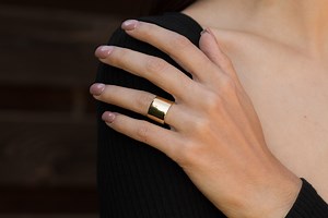 Wide Band Ring - 18k Gold Plated Tube Ring - Adjustable Cigar Band Ring - Thumb Ring for Women - Statement Ring - Minimalist Ring - Etsy