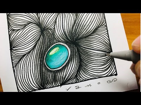 Turquoise Gemstone Zentangle - Gem with Pattern