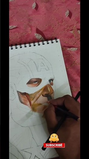 Captain America Face Portrait Part -1 #ytshorts #art #captainamerica #avengers #trendingshorts