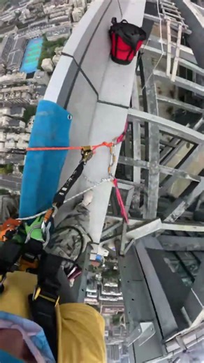The Extreme Skill of High-Rise Rope Access #shorts