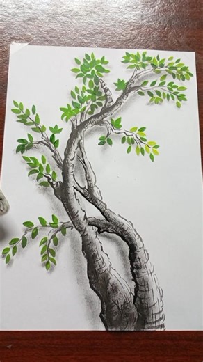 3D Tree Painting On Paper 🌳 | So Realistic You Won’t Believe It! #art #shortsfeed #shorts#drawing