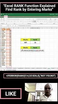 "Excel RANK Function Explained | Find Rank by Entering Marks"