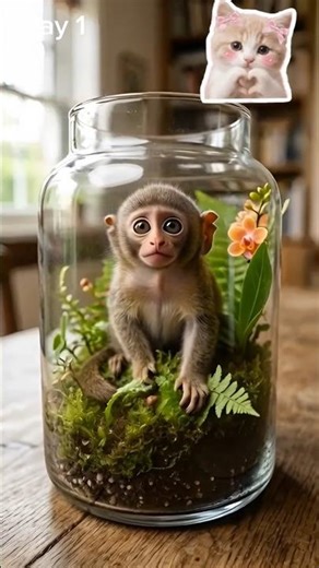 baby monkey in jar 😱