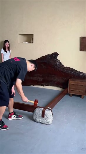 Building a Rustic Bed Frame with Natural Wood and Stone Legs