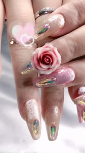 The art of creating blush rose gold crystal nail design