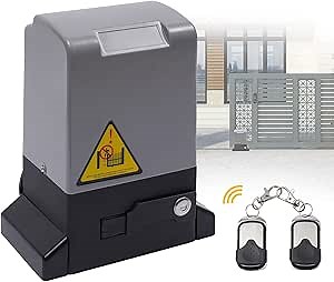 Electric Slide Gate Motor, 550W Electric Gate Operator Hardware Kit for Security, 2700LBS Automatic Sliding Gate Opener Motor with 2 Remote Controls