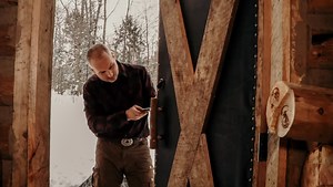 I cut a striped maple sapling and ash dowels to make a door handle for my off grid log cabin. | My Self Reliance