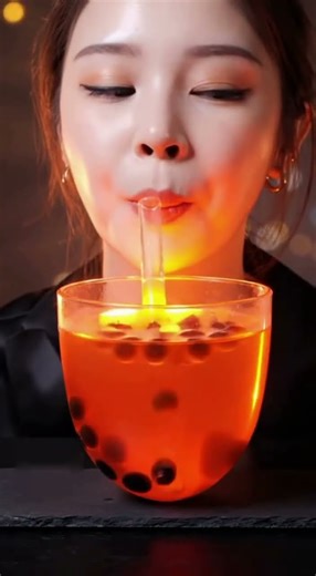 🔥 ASMR Tasting Lava Bubble Tea | Mukbang, Hyper Realistic, No Talking, 4K