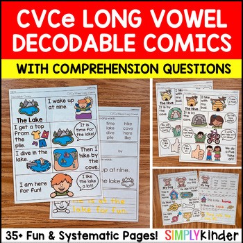 Decodable CVCe Comics Passages Comprehension Questions, Science of Reading