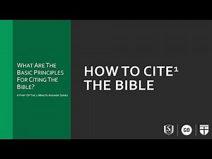 How to Cite the Bible