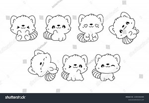 Collection Vector Cartoon Baby Red Panda Stock Vector (Royalty Free) 2383560485 | Shutterstock
