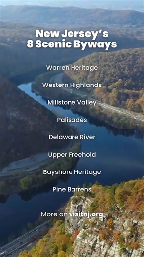 Embark on a journey through New Jersey's most picturesque routes! 🚗🍂 Bask in the tranquil beauty of the Pine Barrens, the historic charm of the Millstone Valley, or the dramatic cliffs of the Palisades. NJ's scenic byways promise a drive filled with natural wonders and cultural treasures. Plan your next adventure: https://bit.ly/4mHQheX #VisitNJ | Visit New Jersey