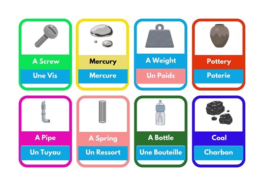 32 Printable Flash Cards, English and French Learning, Metal & Non-metal Downloadable and Bold Style, 8x11 PDF Educational Color Print, - Etsy