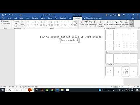 how to insert matrix table in word online