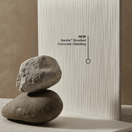 With Hardie™ Brushed Concrete Cladding, It's Possible™ to design a home that aligns with Australia's favourite modern looks. Change the way you look at and work with textures. Be free to realise your vision. With the design versatility to use standalone or paired with other profiles, the embedded, brushed concrete-style texture gives exteriors a warmth that's uncluttered, clean and modern. Its texture plays with light and proximity to create a crisp, smooth appearance from a distance, and a wond