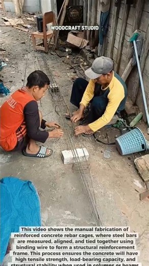 Hand Tied Rebar Cage for Concrete Columns #construction #rebar #engineering