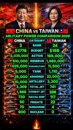 China vs Taiwan Military Power Comparison 2026 #chinavstaiwan #taiwanvschina