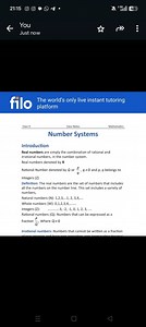 Definitions of Number Systems  Real numbers: The combination of... | Filo