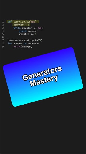 Unleash the power of Python Generators! 🚀 They save memory and boost performance. #PythonMagic #CodingEfficiency