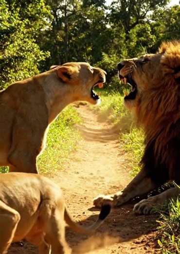 Lioness Saves Her Cub From an Angry Male Lion