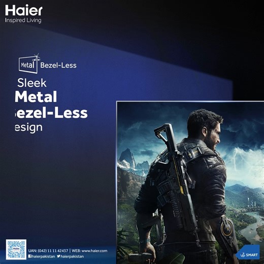 2.1K views · 144 reactions | Level up your gaming with the Haier S800 LED TV - Spectacular QLED color, sleek bezel-less design, and 120Hz DLG Game Mode for pro-level victories. Immerse yourself in 4K HDR Dolby Vision visuals and unmatched sound, for the ultimate gaming experience! Visit: https://bit.ly/3L2geWO #Haier #HaierLEDTV #TheGameChanger #SmartAndEasierLife #InspiredLiving | Haier | Facebook