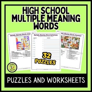 High School Multiple Meaning Words Vocabulary Puzzles and Worksheets
