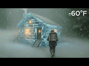 Surviving two days in a -61°F blizzard inside a warm log cabin | Life without electricity
