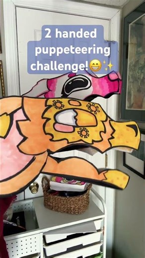Two handed dragon puppet challenge 🤭 #fypシ #funnyanimal #artscraft #fypシ゚viral #art #woah