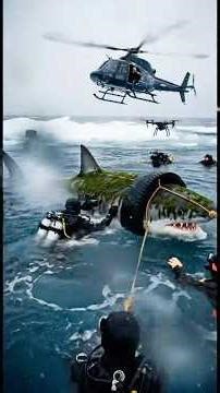 pov rescue a shark stuck in tire in the Arctic