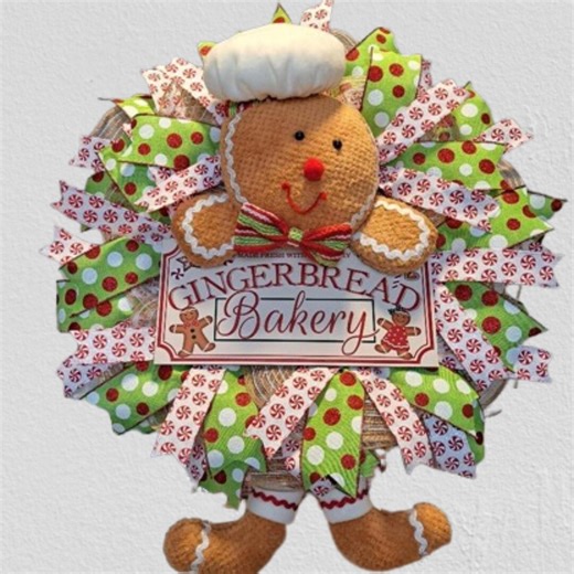 Gingerbread Bakery Christmas Wreath, Holiday Kitchen Decor, Front Door Wreath - Etsy