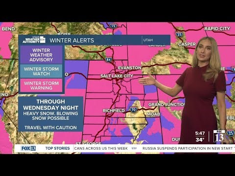 Winter storm moving across Utah - Tuesday evening forecast