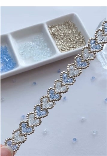 DIY Heart Bracelet Tutorial with Crystal Clear Beads