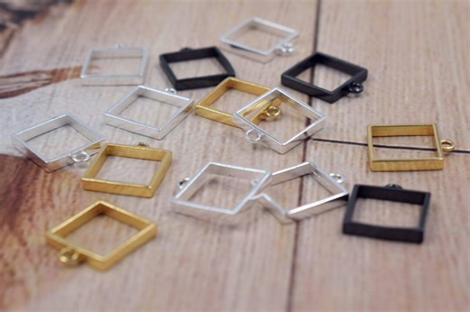 15mm Square Bezel Frame for Resin | Brass Open Back Bezel Setting | Silver Gold Rose Gold Black | Jewelry Making Supplies - Etsy