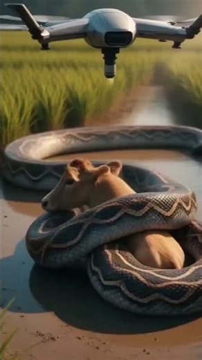 Unbelievable Drone Rescue! Python Attacks Calf in Field 😱 | 4K CGI