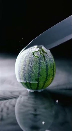 Satisfying Frozen Fruit Cutting ASMR: Icy Watermelon Crunch 🍉❄️